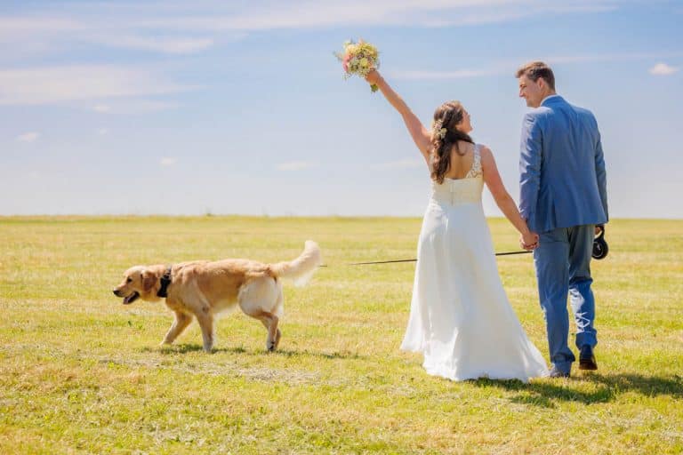 Romantisches Portraitshooting mit Hund und Diana und Hendrik im Grünen des Sauerlands. Die hügelige Landschaft, Wiesen und Felder boten eine malerische Kulisse für natürliche, emotionale Hochzeitsfotos. Authentische Aufnahmen voller Liebe und Glück, fotografiert vom Hochzeitsfotograf Sauerland.